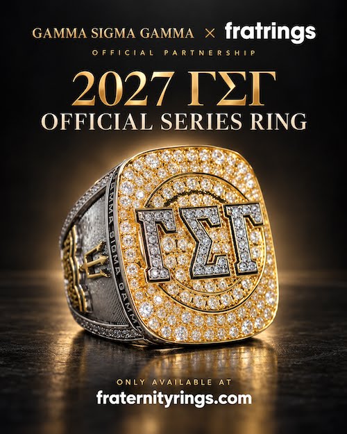 Gamma Sigma Gamma and fratrings official partnership: 2027 Gamma Sigma Gamma official series ring, available at fraternityrings.com